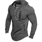 Men's lace up hoodie with chest and lower zip pockets