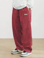 Men's loose straight-leg corduroy trousers with side pockets