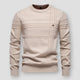 Men's crew neck sweater with raised horizontal and vertical detailing