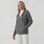 Women's ribbed hooded cardigan with full-zip front and long sleeves