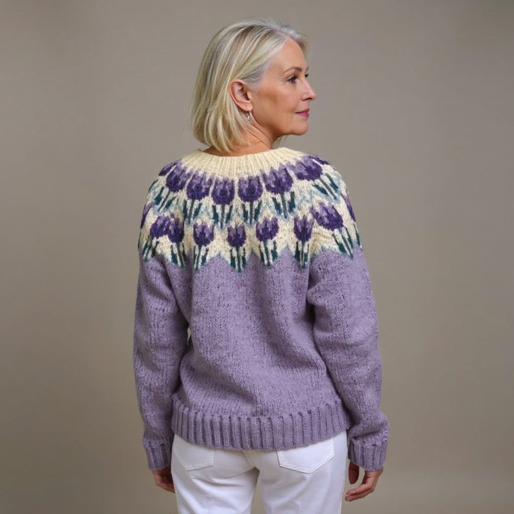 Women's multicolor floral cardigan with round neck and button front