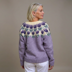 Women's multicolor floral cardigan with round neck and button front