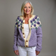 Women's multicolor floral cardigan with round neck and button front