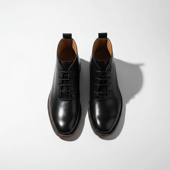 Lace-up ankle boots with rounded toes and low heels