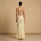 Women's floral corset mermaid maxi dress with sweetheart neckline and spaghetti straps