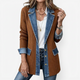 Women's mixed panel longline denim jacket with notched collar