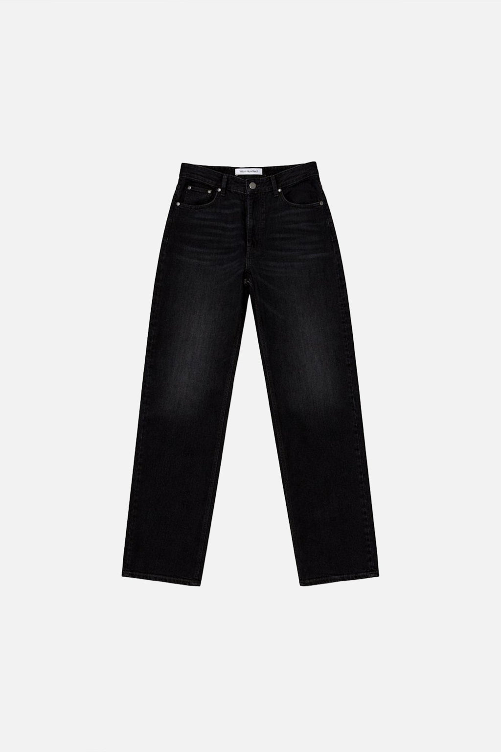 Women's black high-rise straight-leg five-pocket jeans