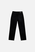 Women's black high-rise straight-leg five-pocket jeans