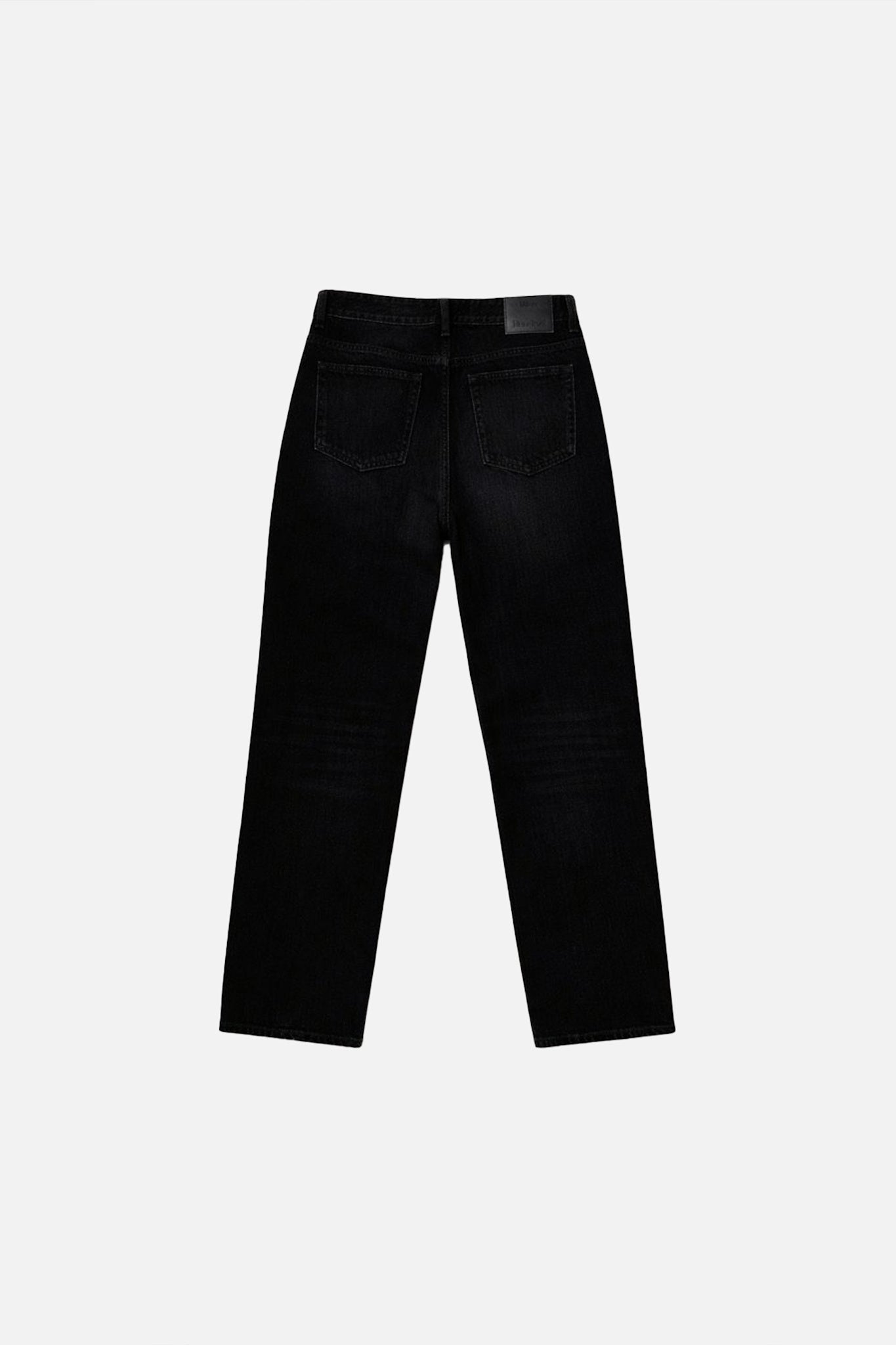 Women's black high-rise straight-leg five-pocket jeans