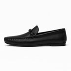 Moccasin loafer with stitched toe and knotted trim