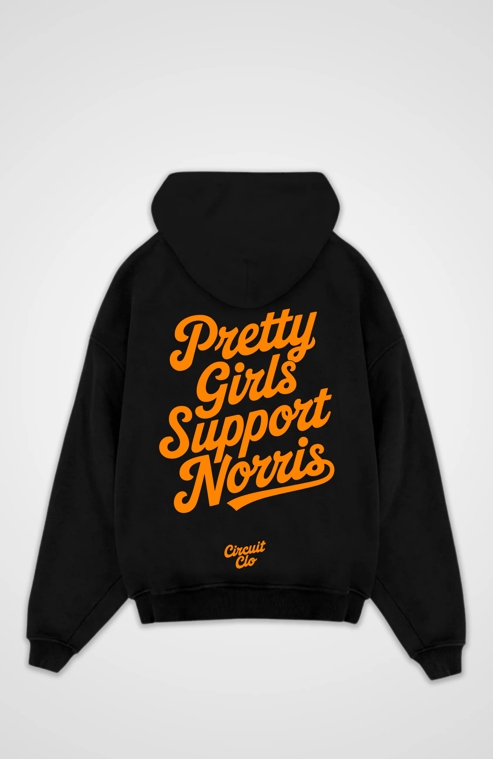 Women's oversized hoodie with Pretty Girls Support Norris back graphic