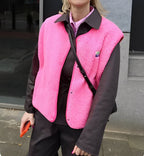Women's textured sleeveless buttoned vest
