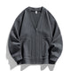 Men's textured knit cardigan with V-neck, zip front and patch pockets