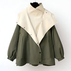 Colorblock hooded windbreaker jacket with long sleeves and front zipper