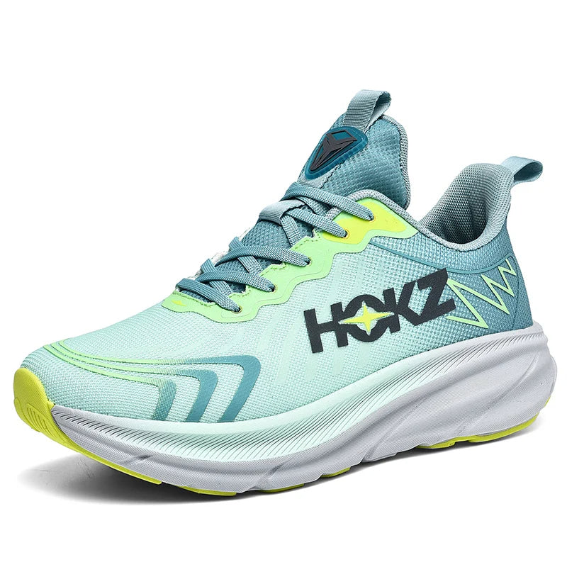 Low-top geometric running trainers with lace-up fastening and thick sculpted sole