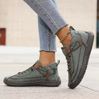 Women's lace-up sneakers with ankle strap and textured sole