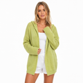 Women's oversized hooded cardigan with batwing sleeves and ribbed trims