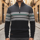 Men's patterned half-zip sweater with ribbed collar