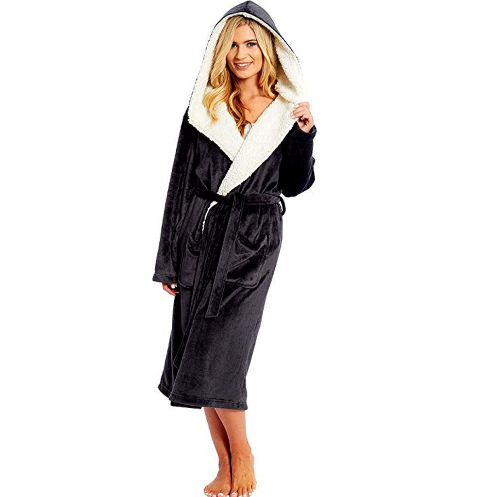 Women's Hooded Fleece Dressing Gown