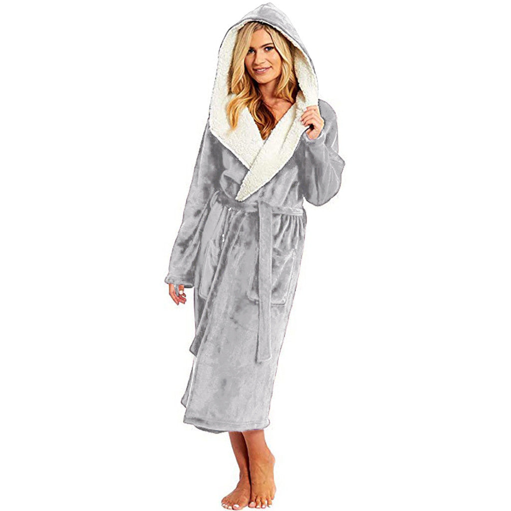Women's Hooded Fleece Dressing Gown