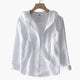 Women's striped hooded shirt with button front and rolled cuffs