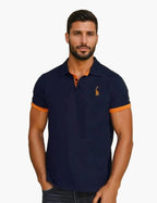 Men's short sleeve polo shirt with contrast trim