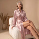 Women's Belted Satin Dressing Gown with Contrast Trim