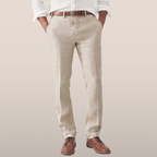 Men's regular fit straight leg trousers with belt loops and side pockets