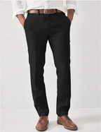 Men's regular fit straight leg trousers with belt loops and side pockets