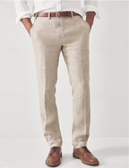 Men's regular fit straight leg trousers with belt loops and side pockets