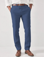 Men's regular fit straight leg trousers with belt loops and side pockets
