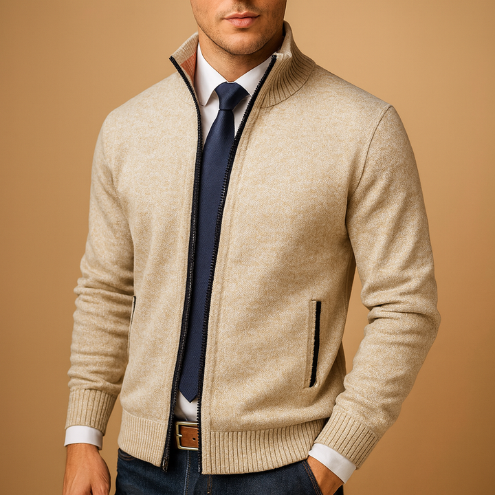 Men's Classic Zip-Up Knit Cardigan