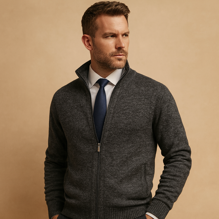 Men's Classic Zip-Up Knit Cardigan