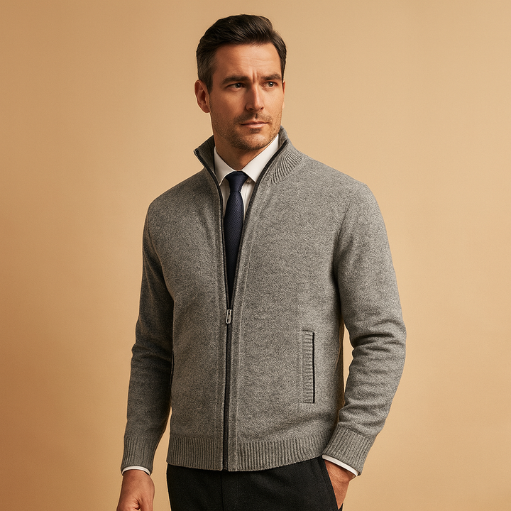 Men's Classic Zip-Up Knit Cardigan