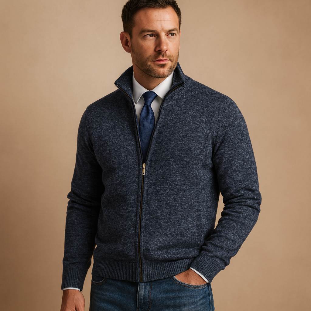Men's Classic Zip-Up Knit Cardigan