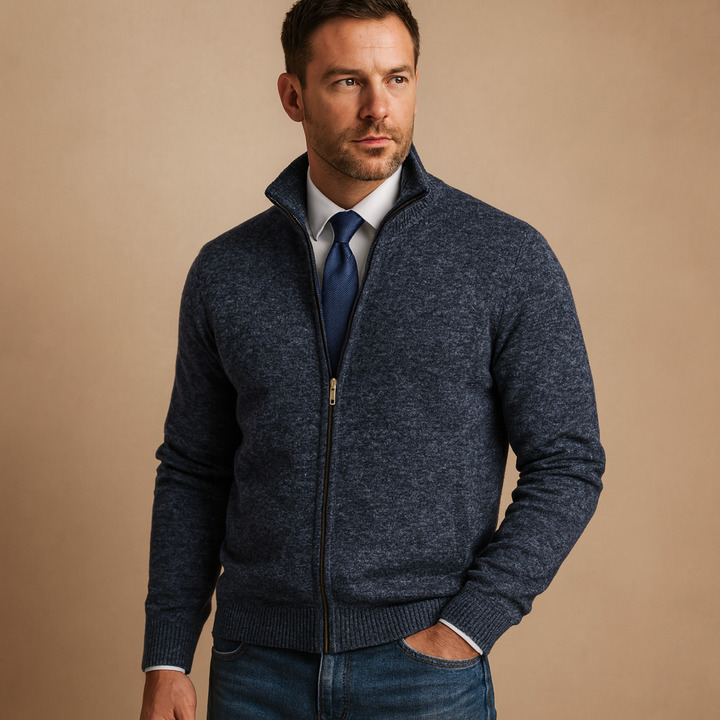 Men's Classic Zip-Up Knit Cardigan