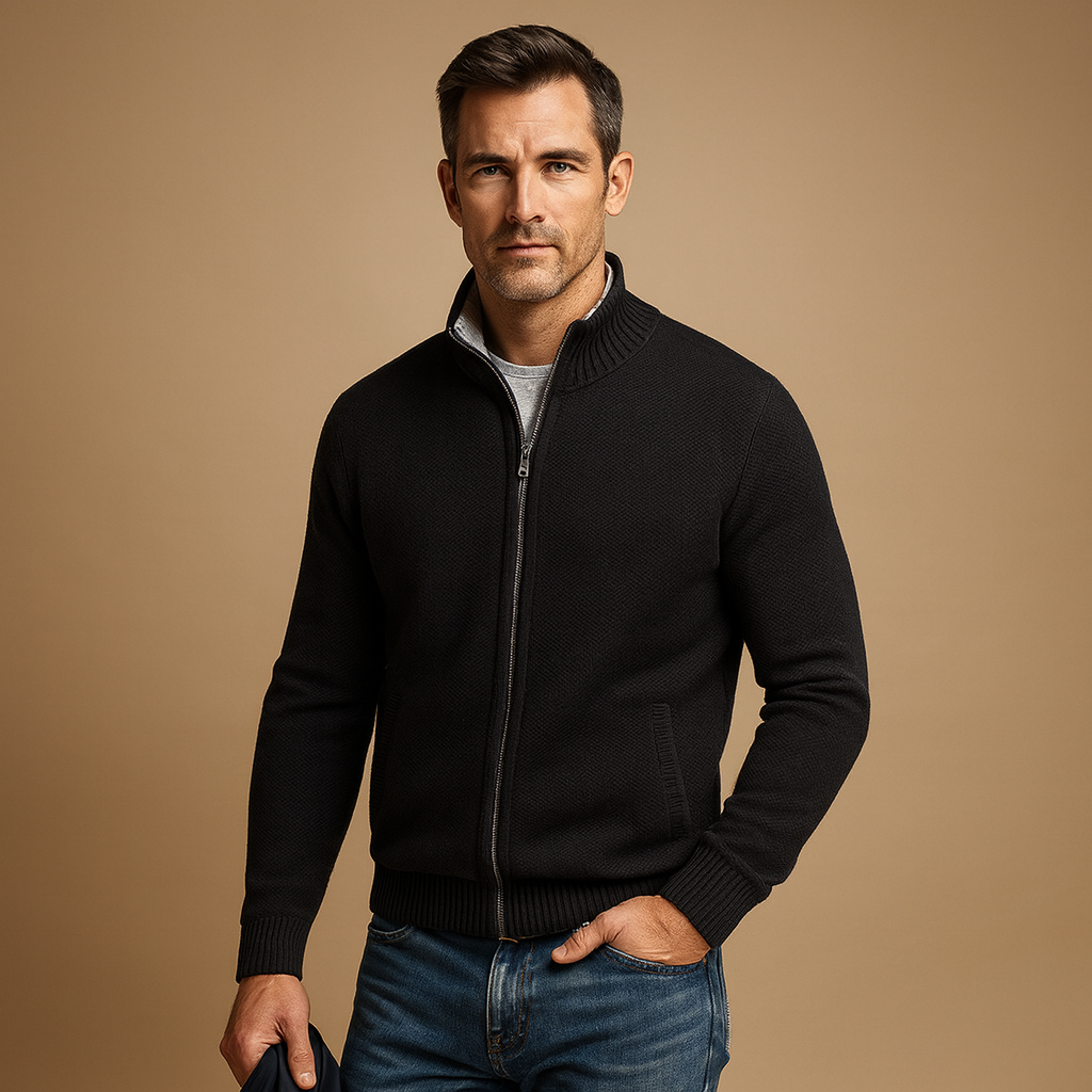 Men's Classic Zip-Up Knit Cardigan