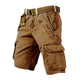 Men's cargo shorts with belt loops and large flap pockets