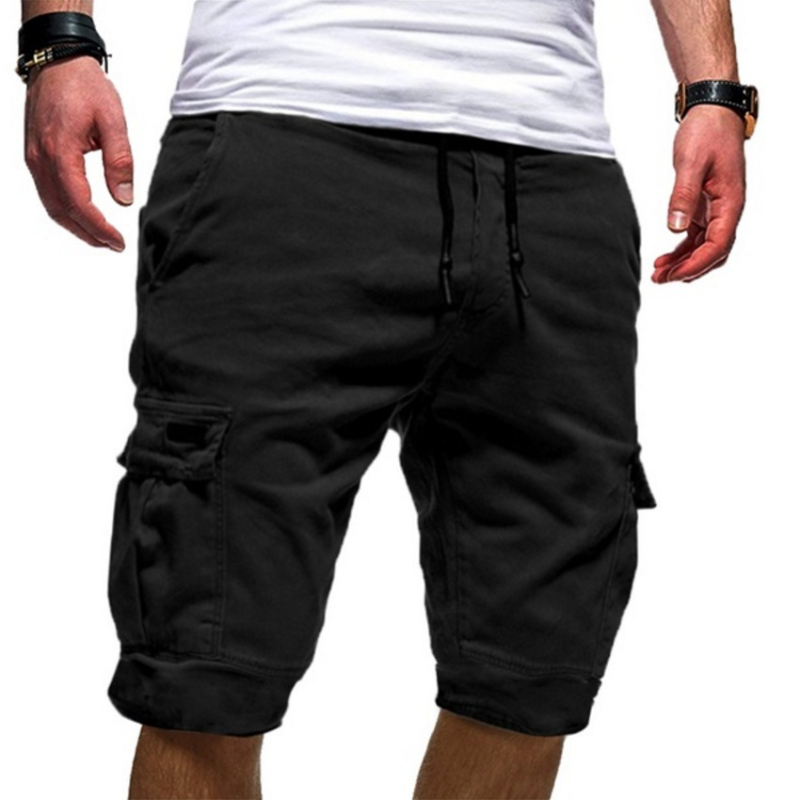 Men's knee-length cargo shorts with thigh pockets
