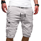 Men's knee-length cargo shorts with thigh pockets