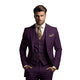 Men's three-piece suit with notched lapel jacket, buttoned waistcoat and matching trousers