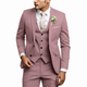Men's three-piece suit with notch lapel jacket, buttoned waistcoat and matching trousers