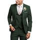 Men's three-piece suit with notch lapel jacket, buttoned waistcoat and matching trousers