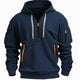 Men's hooded quarter-zip hoodie with long sleeves and multiple zip pockets