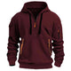 Men's hooded half-zip pullover with multiple zip pockets