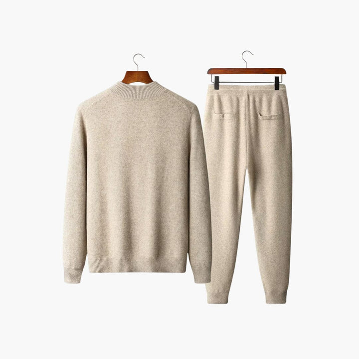 Men's Fine-Knit Zip Cardigan and Trousers Set