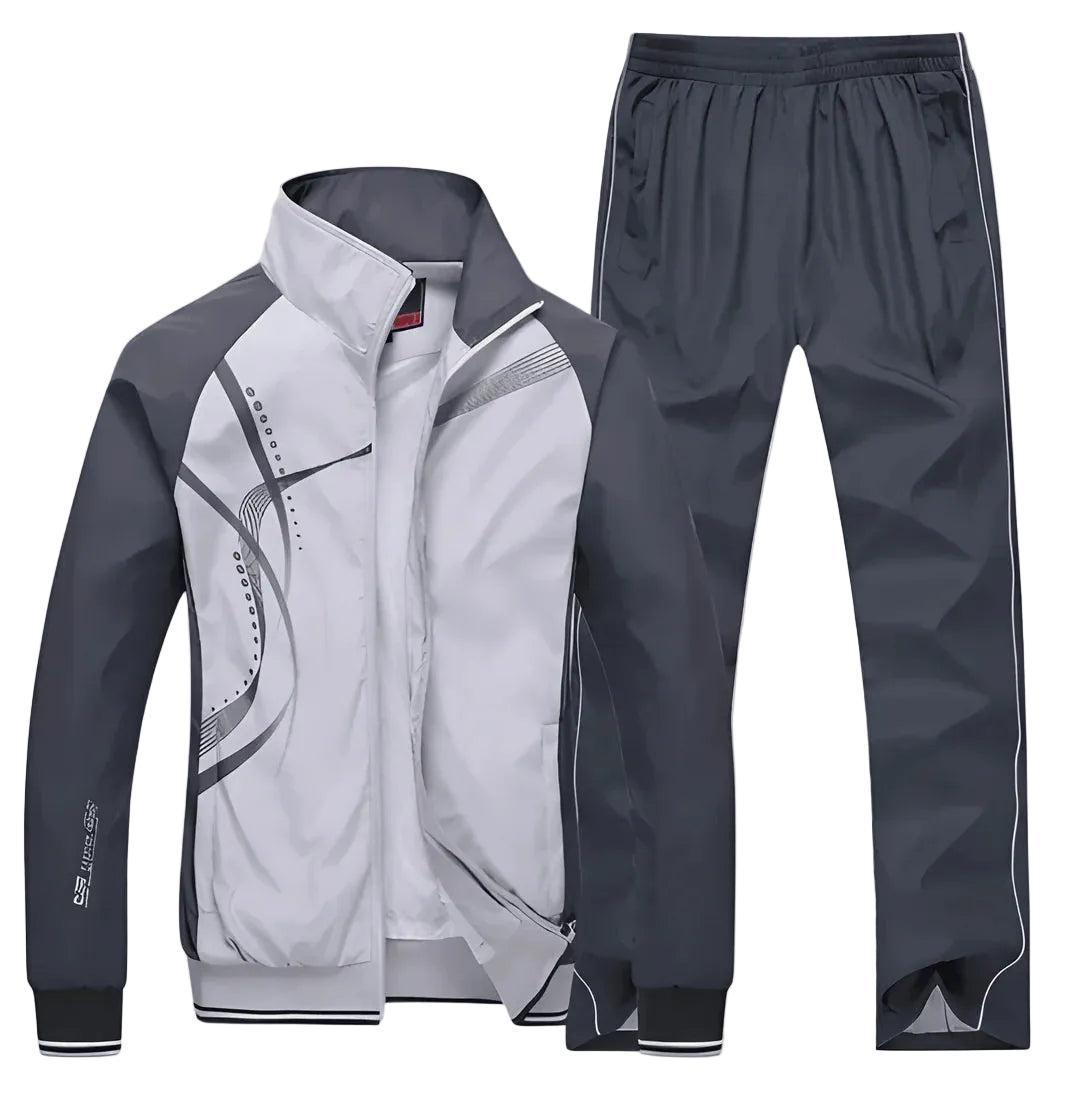 Men's two-piece colour-block tracksuit with zip jacket and trousers