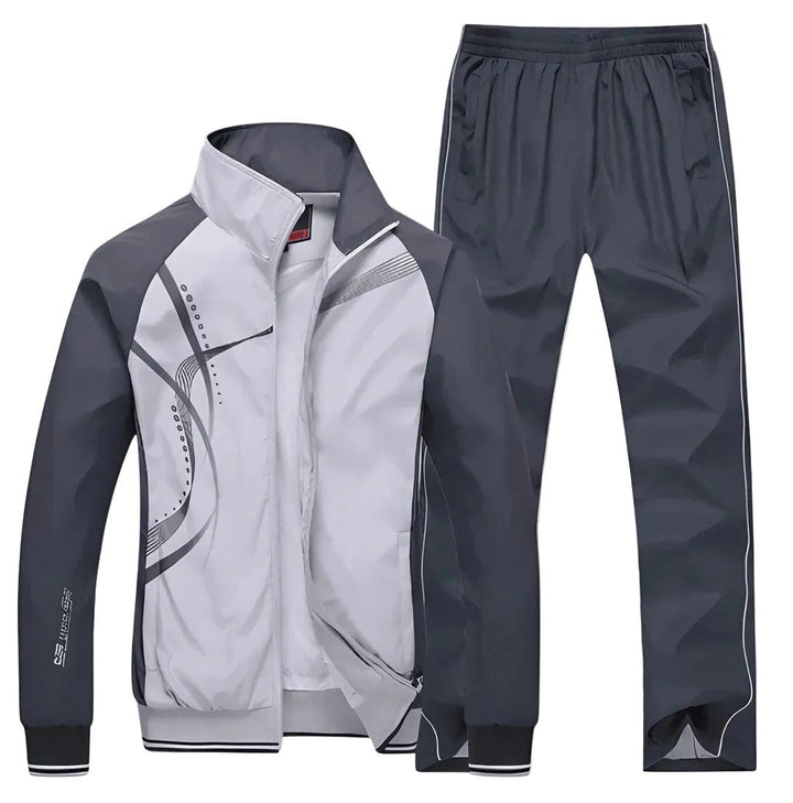 Men's two-piece colour-block tracksuit with zip jacket and trousers