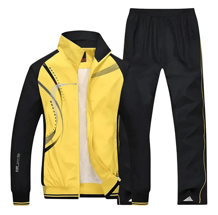 Men's two-piece colour-block tracksuit with zip jacket and trousers