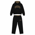 Women's leopard print hoodie and jogger set with hood and matching trousers